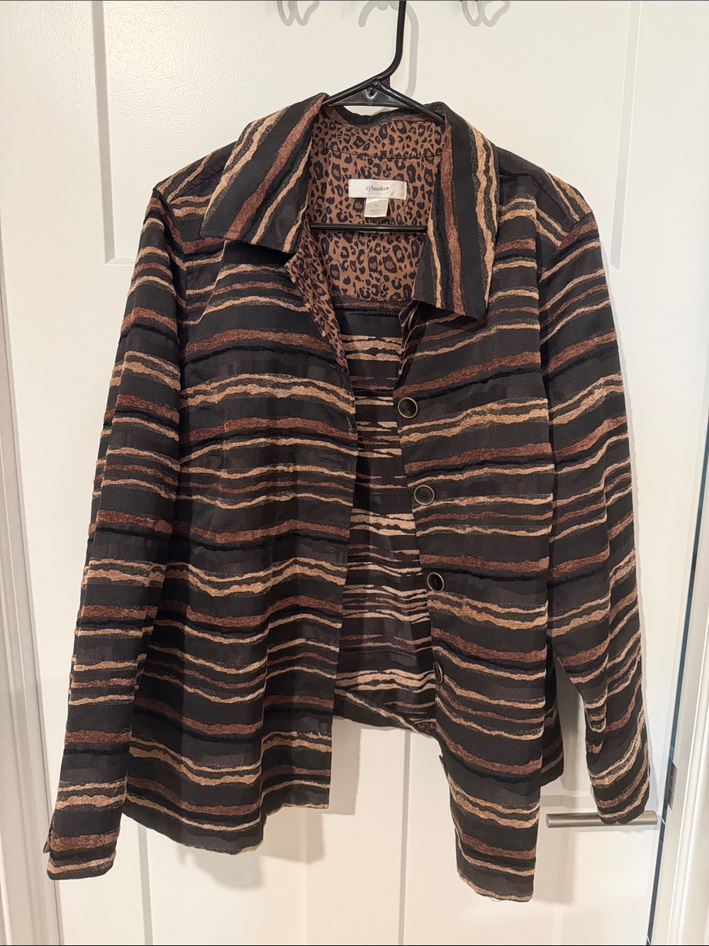 Black Jacket with Brown & Tan Stripes